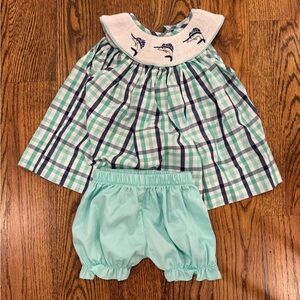 Smocked Marlin Bloomer Set GUC 24m